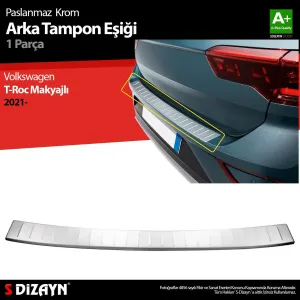 S-Dizayn VW T-Roc Makyajlı Krom Arka Tampon Eşiği 2021 ÜzeriAraca &Ouml;zel Krom Aksesuar&Uuml;r&uuml;n &Ouml;zellikleri:Krom &uuml;r&uuml;nler ara&ccedil; &uum