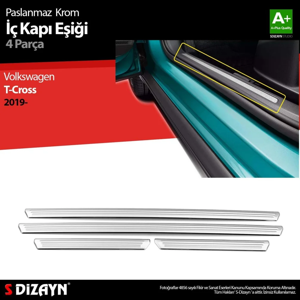 Drs Tuning VW T-Cross Krom İç Kapı Eşiği 4 Prç. 2019 Üzeri