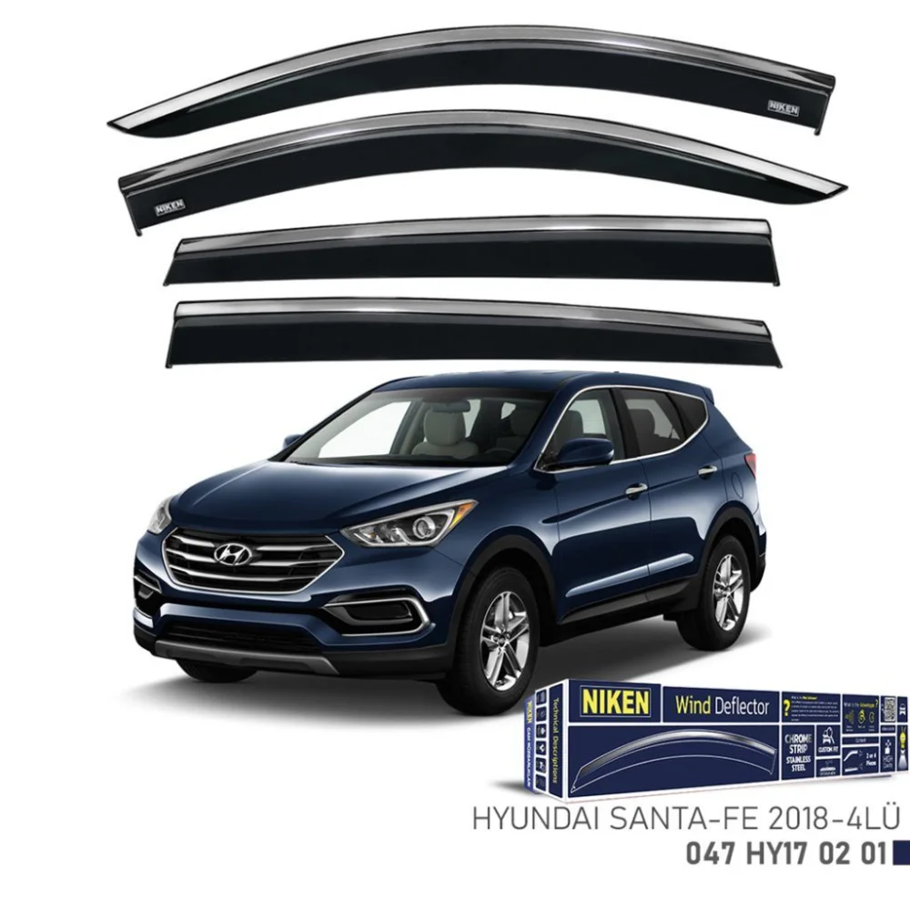 Hyundai Uyumlu Santa Fe 2018- Kromlu Cam Rüzgarlığı 4Lü Parça