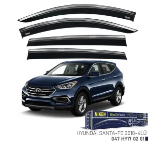 Hyundai Uyumlu Santa Fe 2018- Kromlu Cam Rüzgarlığı 4Lü Parça