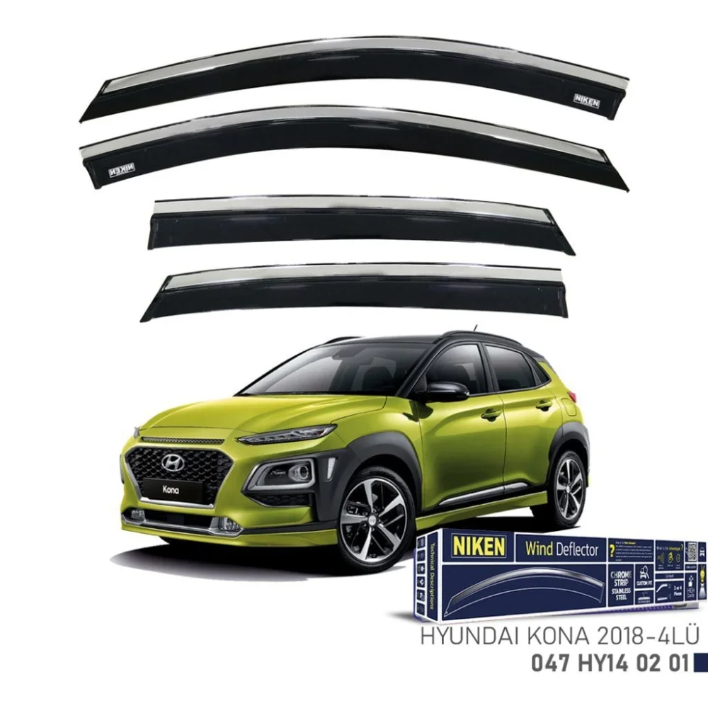 Hyundai Uyumlu Kona -2018-Kromlu Cam Rüzgarlığı 4Lü Parça