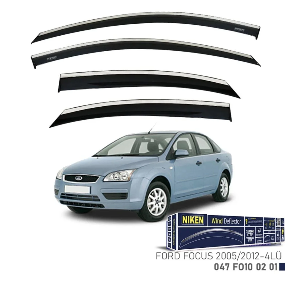 Uyumlu Focus 2005-2012 Model Kromlu Cam Rüzgarlığı 4Lü Parça