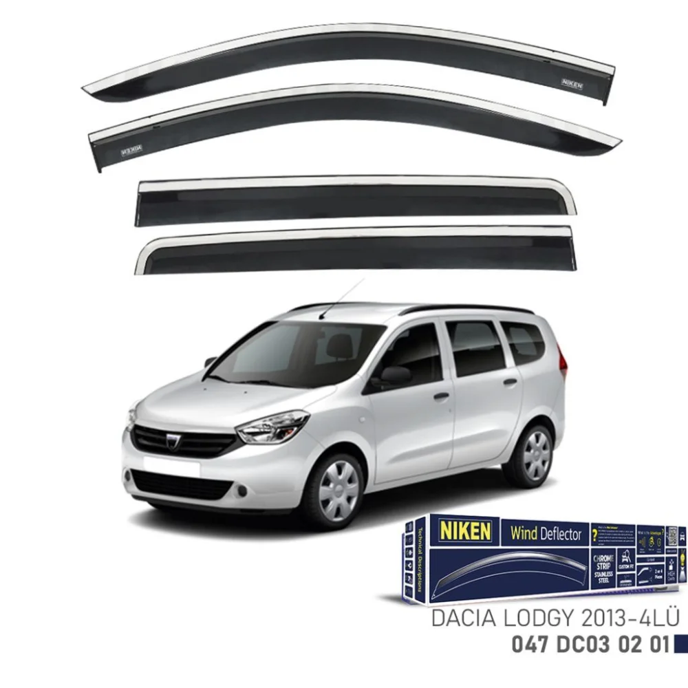 Dacia Uyumlu Lodgy 2013-2020 Kromlu Cam Rüzgarlığı 4Lü Parça