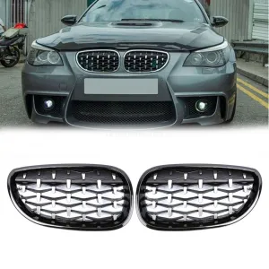 Bmw 5 Uyumlu Serisi E60 2004-2009 Diamond Panjur(Böbrek) Krom Çerçeve - Görsel 3