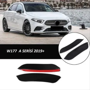 Mercedes W177 Uyumlu A Serisi 2019+ Ön Tampon Yan Bıçakları - 2 Parça - Piano Black thumb 2