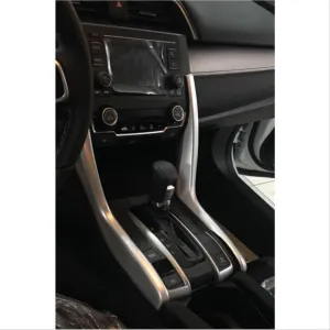 Honda Civic Uyumlu Fc5 2016-2020 Vites Konsol Çıta Kaplama- Silver (2 Parça - Sadece Direkler) thumb 3