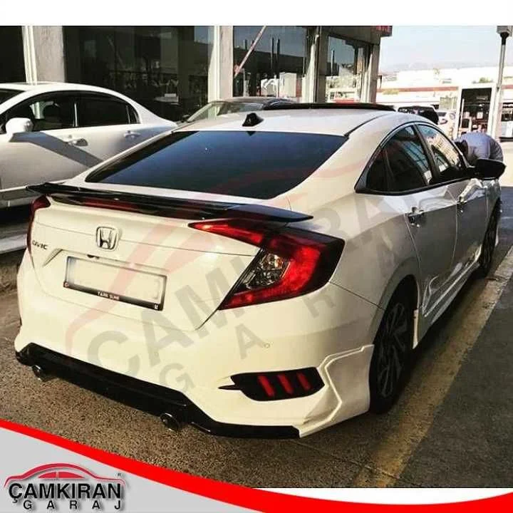 Drs Tuning Honda Civic Uyumlu Fc5 2016-2021 Turbo Body Kit Arka Ek + Egzoz Seti