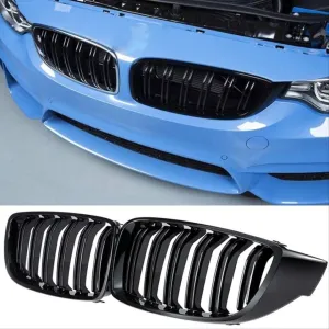 Bmw 4 Uyumlu Serisi F32 2013-2019 M4 Böbrek (Cift Cızgı Panjur) Piano Black thumb 4