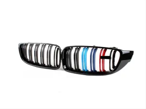 Bmw 4 Uyumlu Serisi F32 2013-2019 M4 Böbrek (Cift Cızgı Panjur) M Renk thumb 1