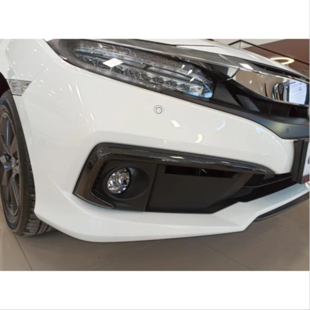 Drs Tuning Honda Civic Uyumlu Fc5 2019-2021 Ön Sis Kaşı Kaplaması Karbon (Makyajlı Kasa)