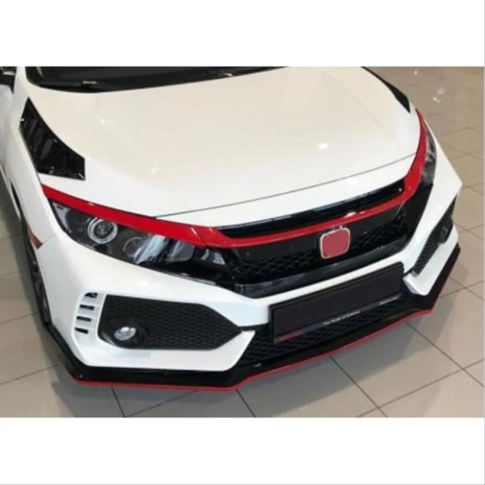 Drs Tuning Honda Civic Uyumlu Fc5 2016-2020 Ön Panjur Kas Kaplama Kırmızı