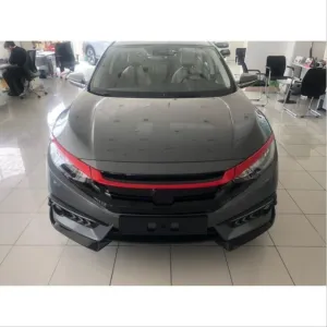 Drs Tuning Honda Civic Uyumlu Fc5 2016-2020 Ön Panjur Kas Kaplama Kırmızı - Görsel 3