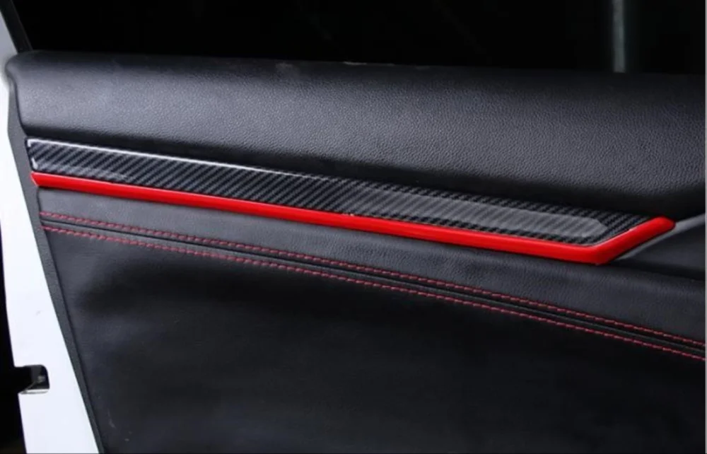 Drs Tuning Honda Civic Uyumlu Fc5 2016-2020 Kapı Döşeme Çıtası Red&Karbon