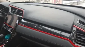 Honda Civic Uyumlu Fc5 2016-2020 Kırmızı Hava Menfez Çıtası thumb 4