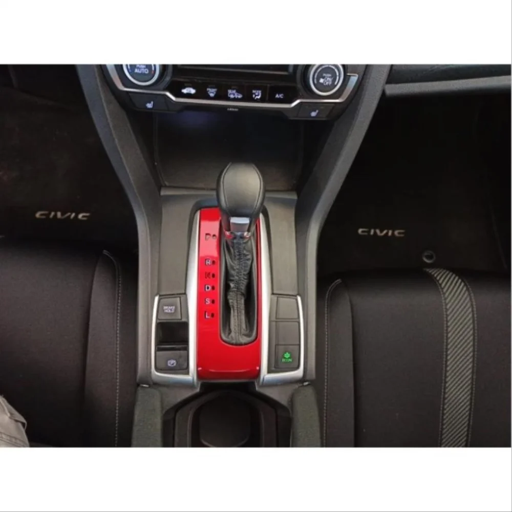 Honda Civic Uyumlu Fc5 2016-2020 Otomatik Vites Kaplama- Kırmızı P-R-N-D-S-L
