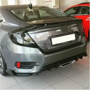 Honda Civic Uyumlu Fc5 2016-2020 Arka Çıkıntılı Flap Piano Black thumb 3