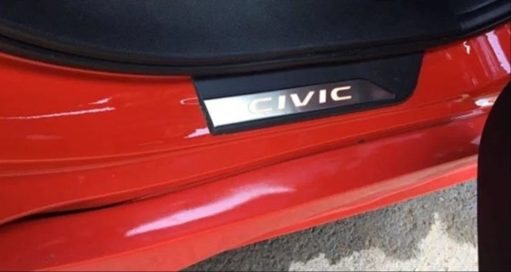 Drs Tuning Honda Civic Uyumlu Fc5-Fk7 2016-2020 Işıklı Kapı Eşiği Kırmızı