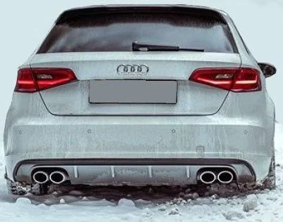 Audi A3 Uyumlu 8V Hatchback 2012 - 2016 S3 Arka Tampon Eki - Difüzör (Plastik)