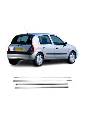 Renault Clio Uyumlu 2 Cam Çıtası 4 Parça  Krom 1998-2008 - Görsel 2