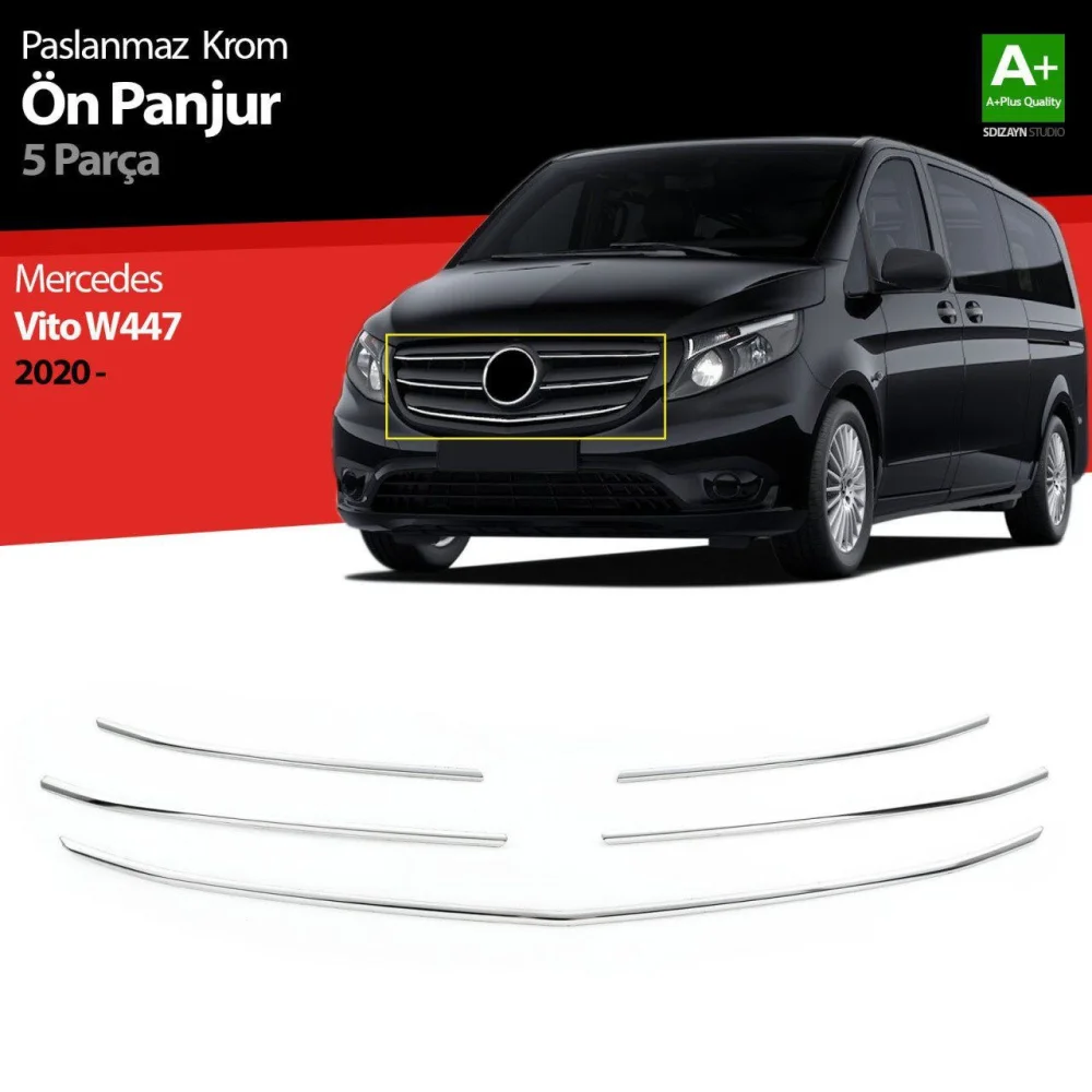 Mercedes Vito Uyumlu W447 Krom Ön Panjur 5 Parça. 2020 Üzeri