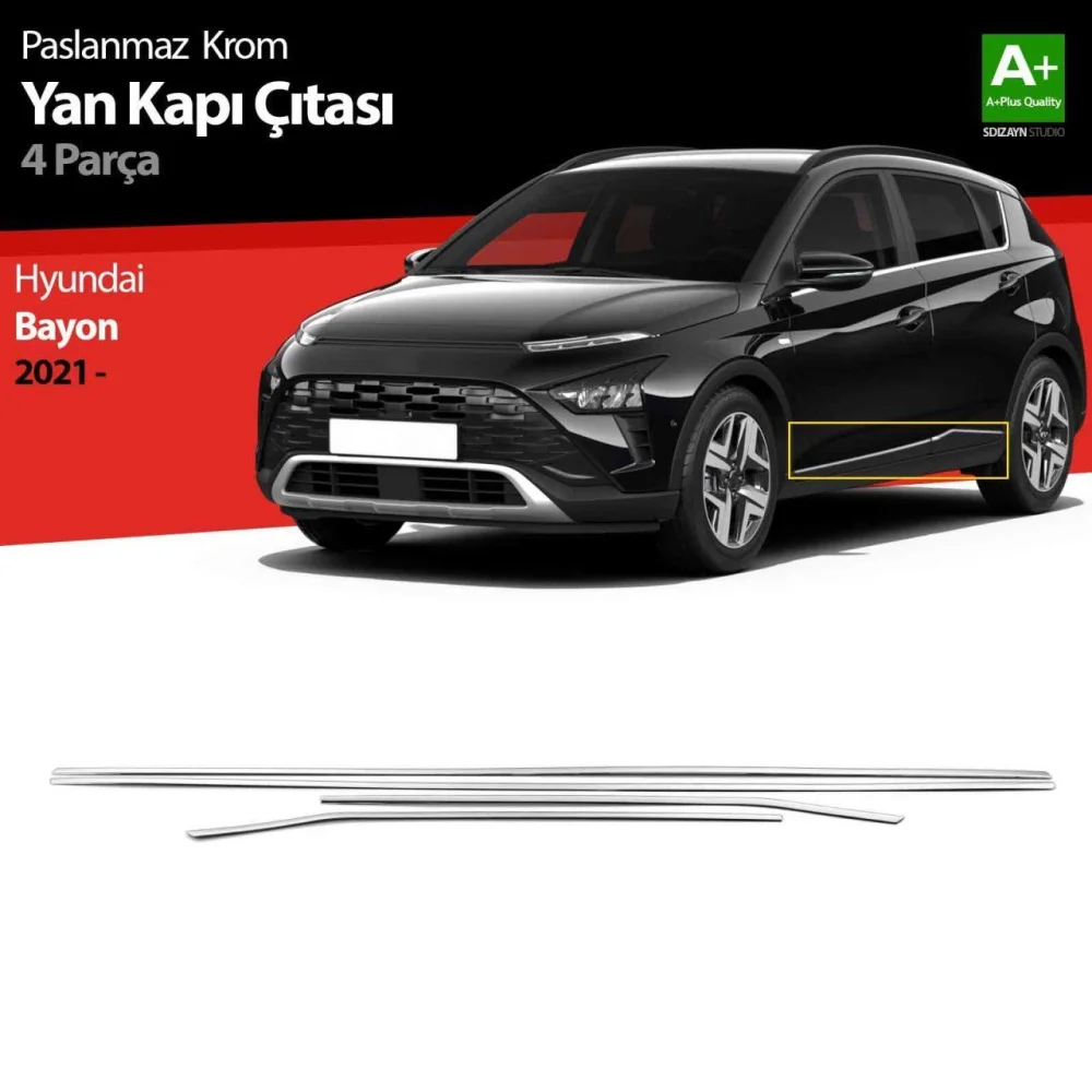 Drs Tuning Hyundai Bayon Krom Yan Kapı Çıtası 4 Prç. 2021 Üzeri