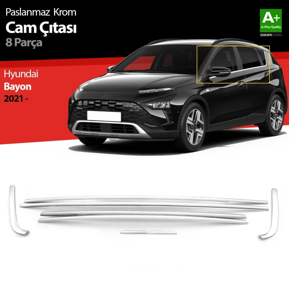 Drs Tuning Hyundai Bayon Krom Cam Çıtası 8 Prç. 2021 Üzeri