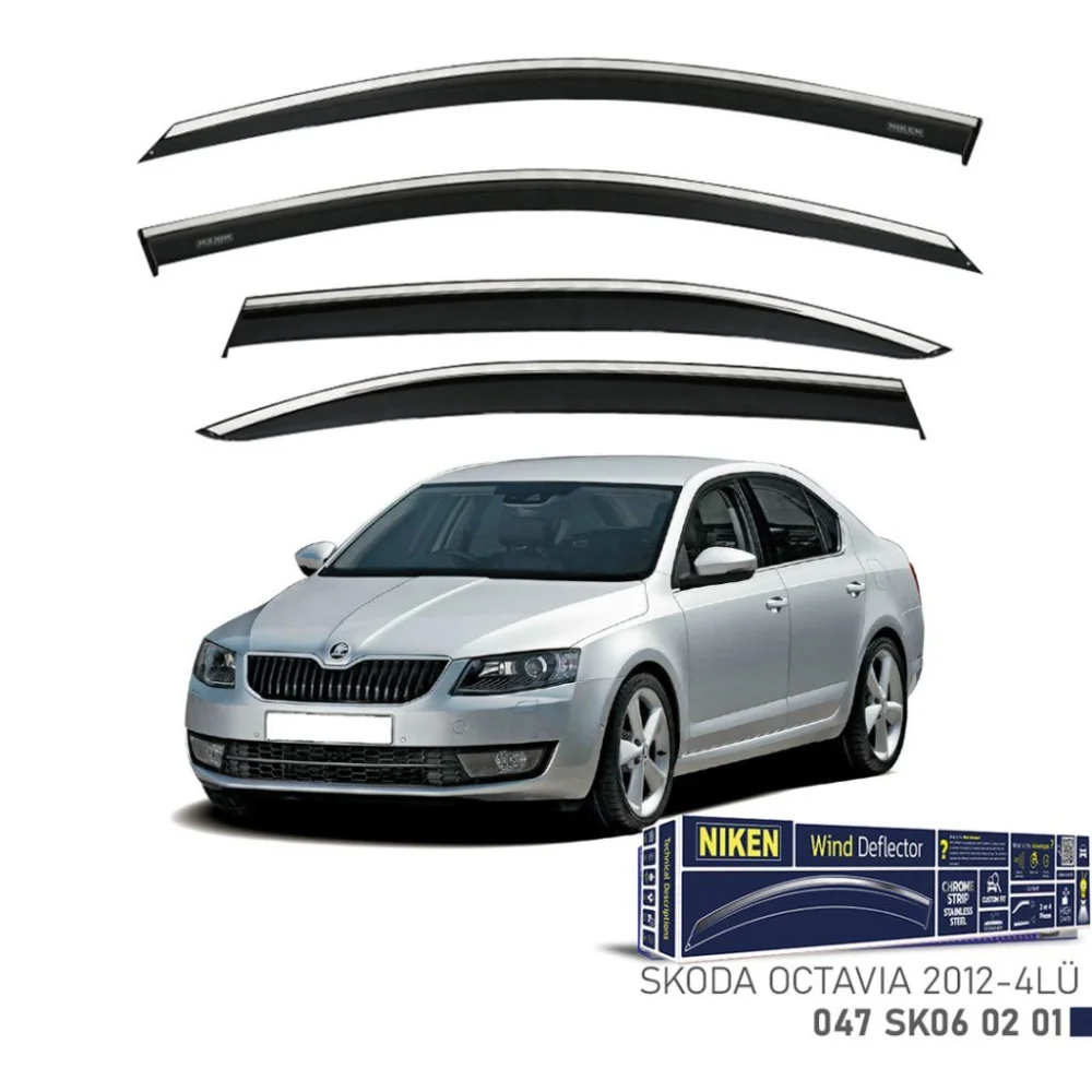 Skoda Uyumlu Octavia -2012 2019 Kromlu Cam Rüzgarlığı 4'Lü