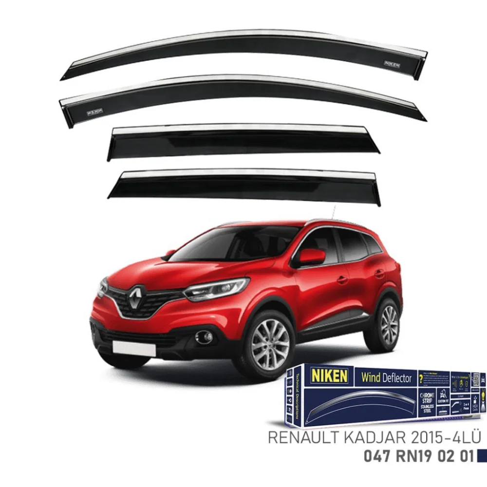 Renault Uyumlu Kadjar 2015 - 2019 Kromlu Cam Rüzgarlığı 4'Lü
