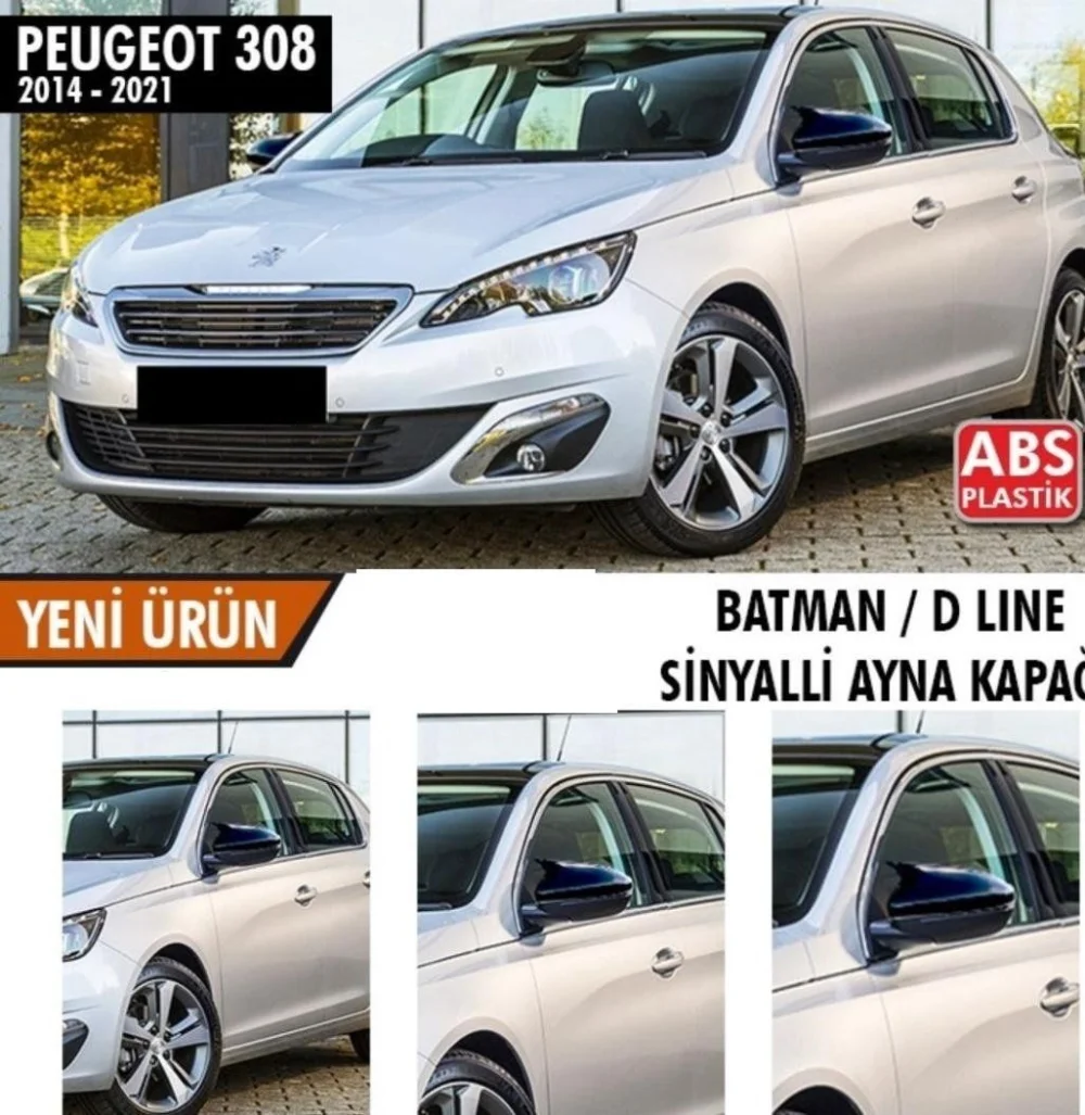 Drs Tuning Peugeot 308 Uyumlu (2014-2021) Batman Yarasa Ayna Kapağı (Piano Black)