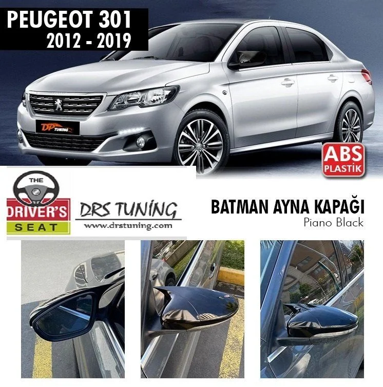 Drs Tuning Peugeot 301 Uyumlu (2012-2021) Batman Yarasa Ayna Kapağı (Piano Black)