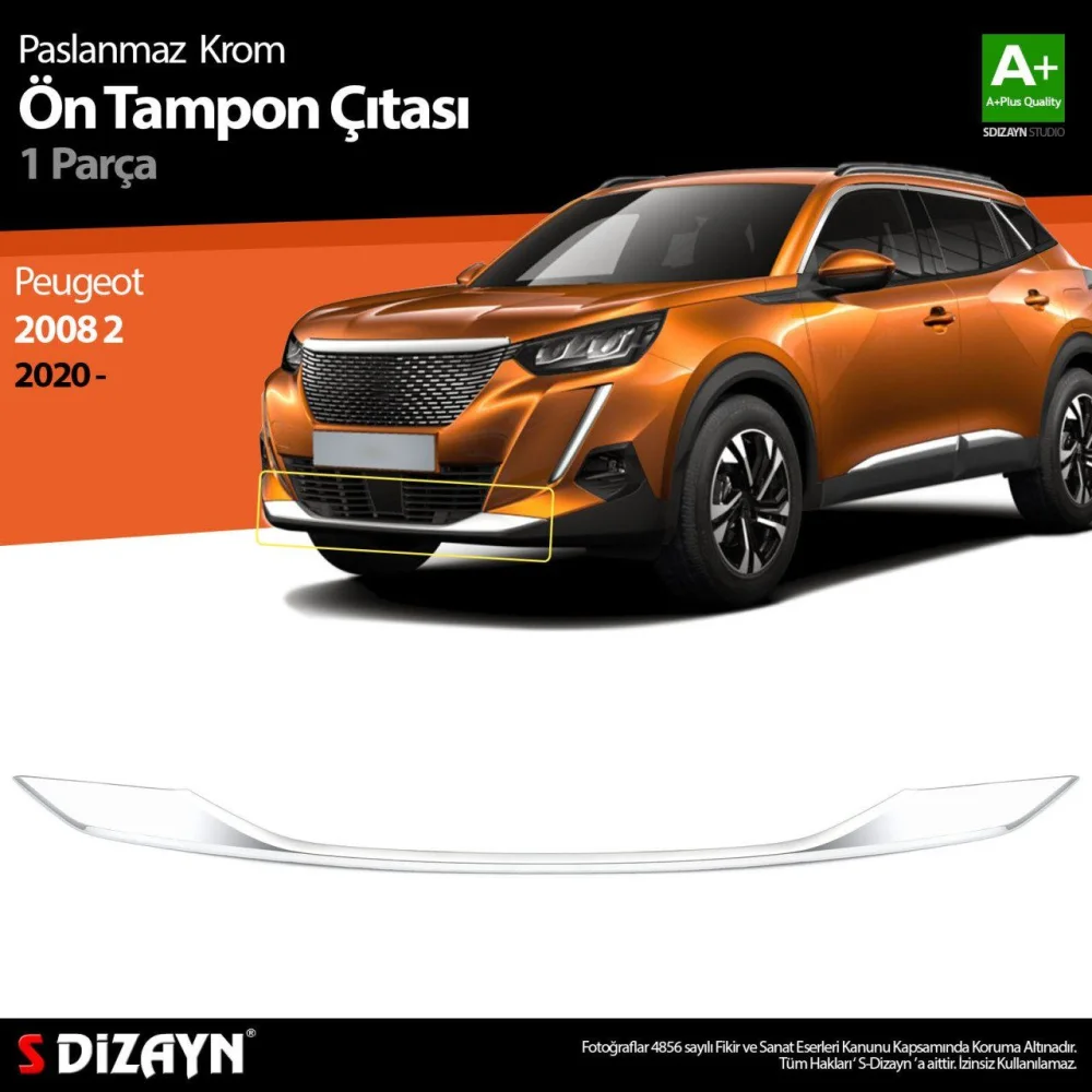 Drs Tuning Peugeot 2008 2 Krom Ön Tampon Çıtası 2020-2023