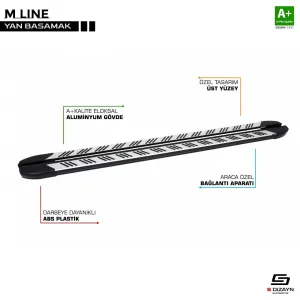 S-Dizayn Peugeot Partner 3 M-Line Gri Yan Basamak 202 Cm 2018 Üzeri						                &Uuml;r&uuml;n &Ouml;l&ccedil;&uuml;leri ;Genişlik : 8 Cm Y&uuml;ksekli