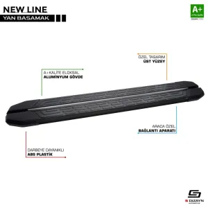 Mazda Bt-50 Pick-Up Newline Siyah Yan Basamak 193 Cm 2006-2012 A+ Kalite