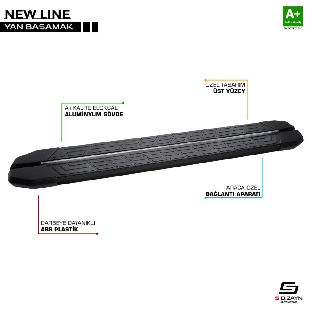 T6 Kısa Uyumlu Şase Newline Siyah Yan Basamak 213 Cm 2015-2019