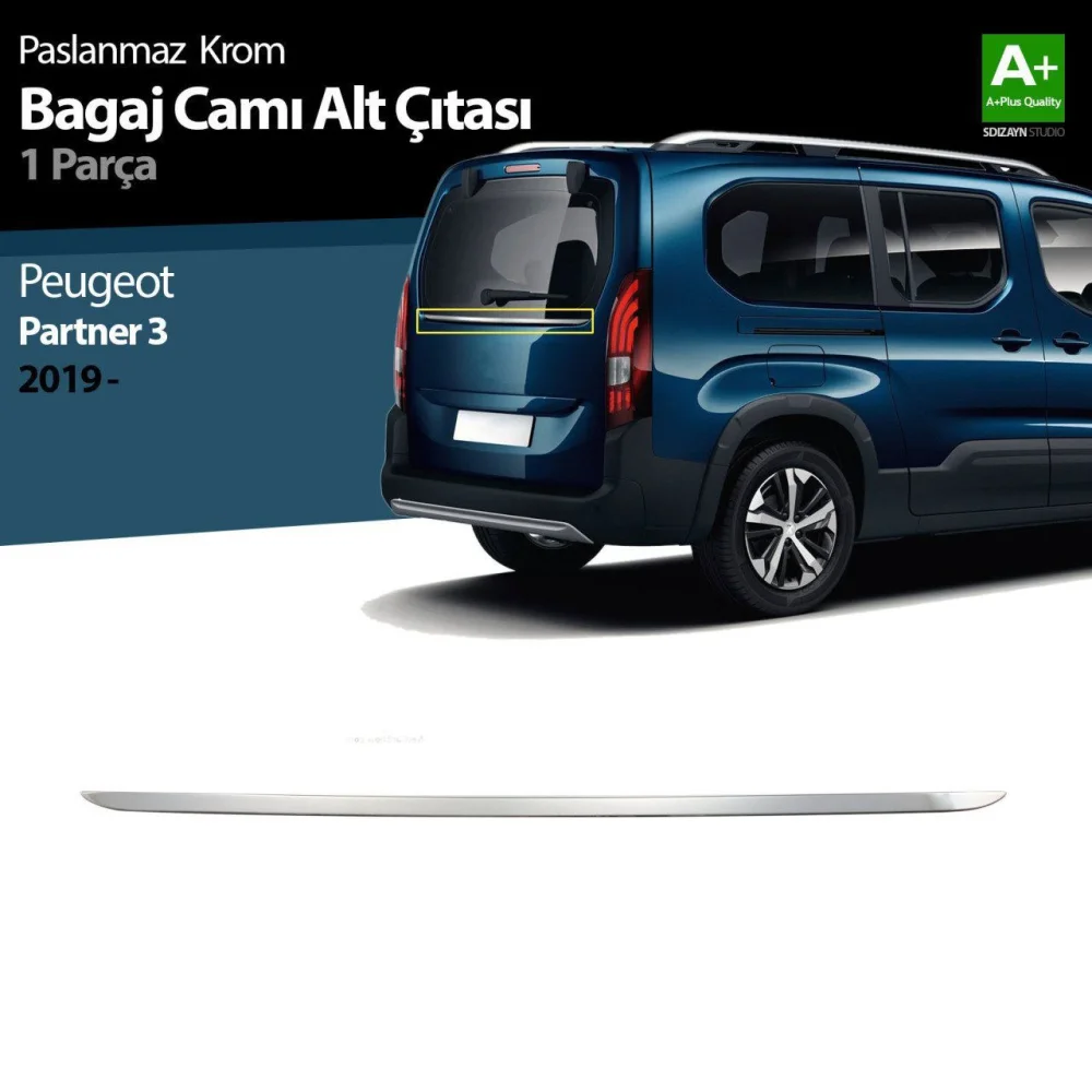 Drs Tuning Peugeot Partner 3 Krom Bagaj Camı Alt Çıtası 2019 Üzeri