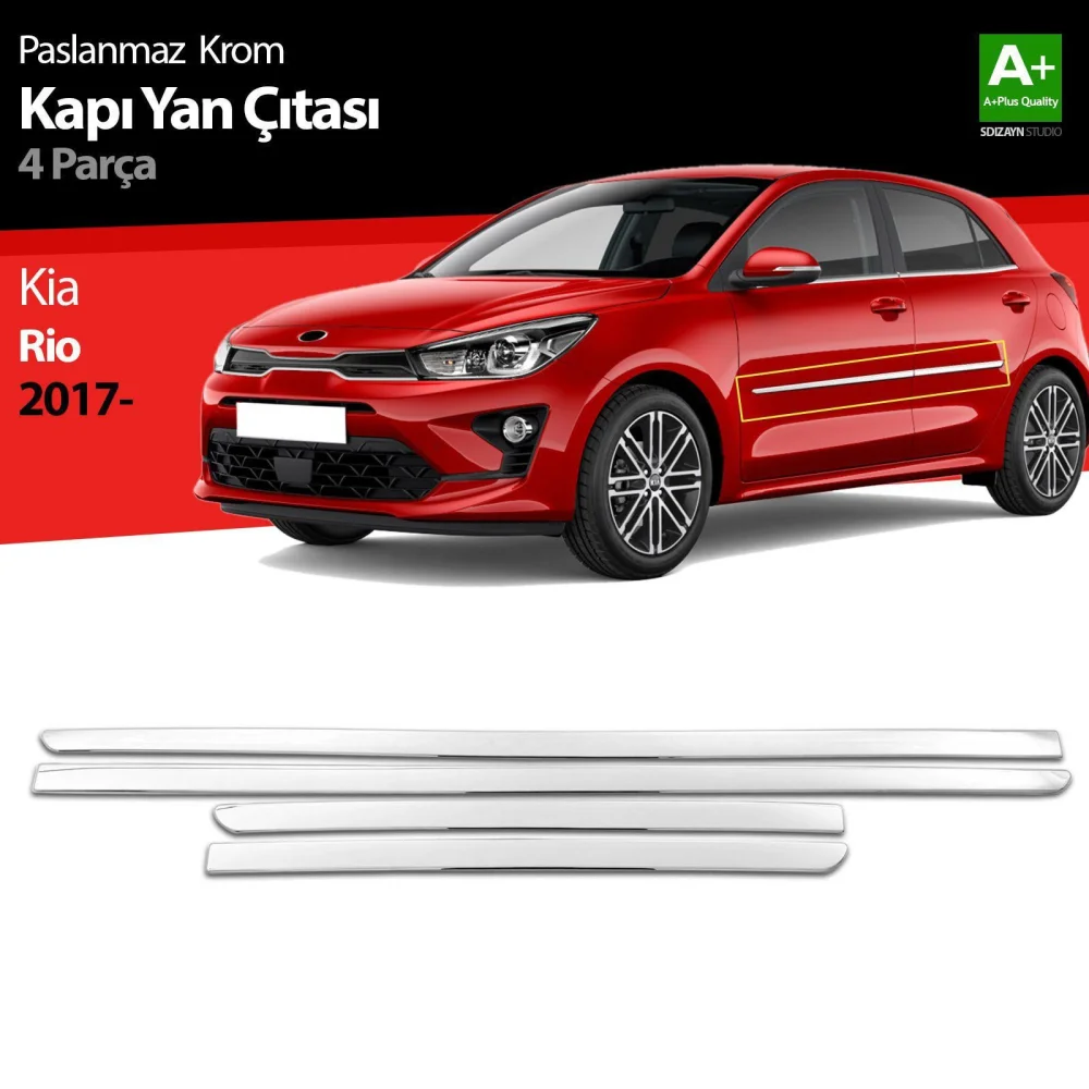 Kia Rio Uyumlu Krom Kapı Yan Çıtası 4 Parça 2017 Üzeri