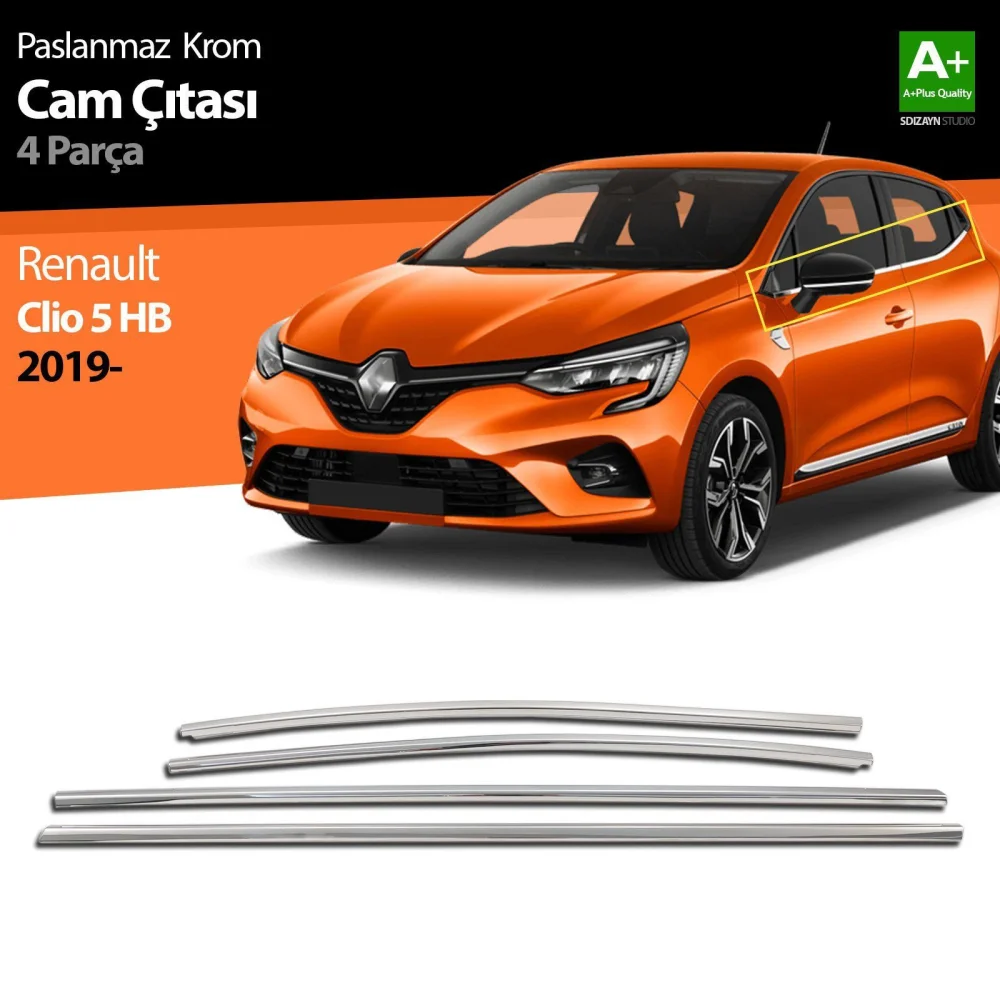 Drs Tuning Renault Clio 5 Krom Cam Çıtası 4 Prç 2019-2026