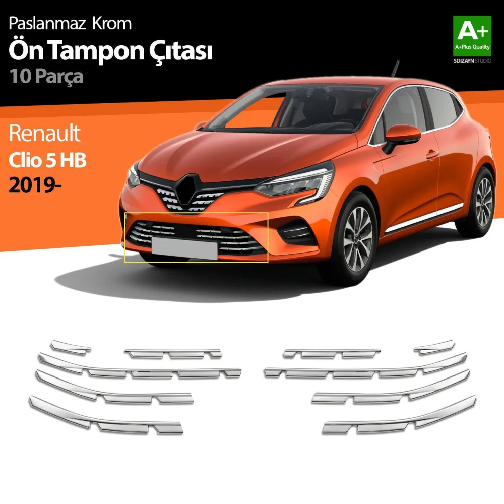 Drs Tuning Renault Clio 5 Krom Ön Tampon Çıtası 10 Prç. 2019-2026