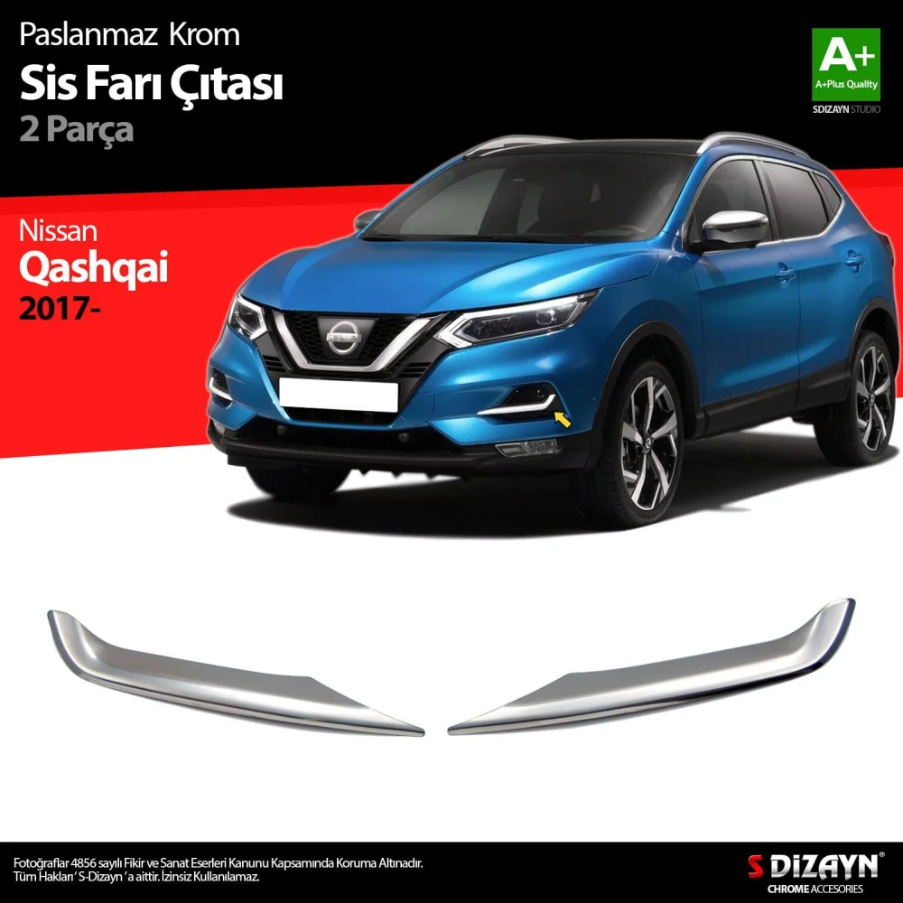 Drs Tuning Nissan Qashqai Krom Sis Farı Çıtası 2 Prç 2017-2021