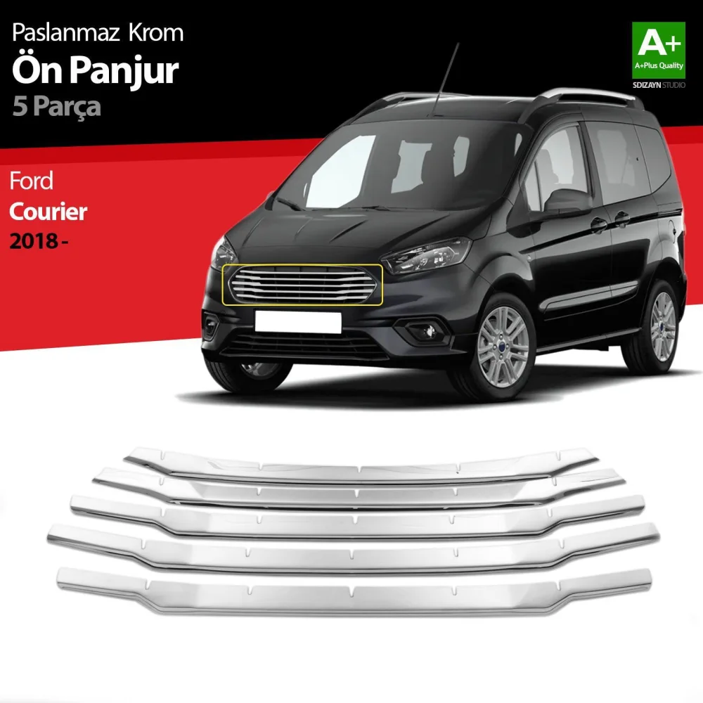 Ford Courier Uyumlu Krom Ön Panjur 5 Parça. 2018 Ve Üzeri