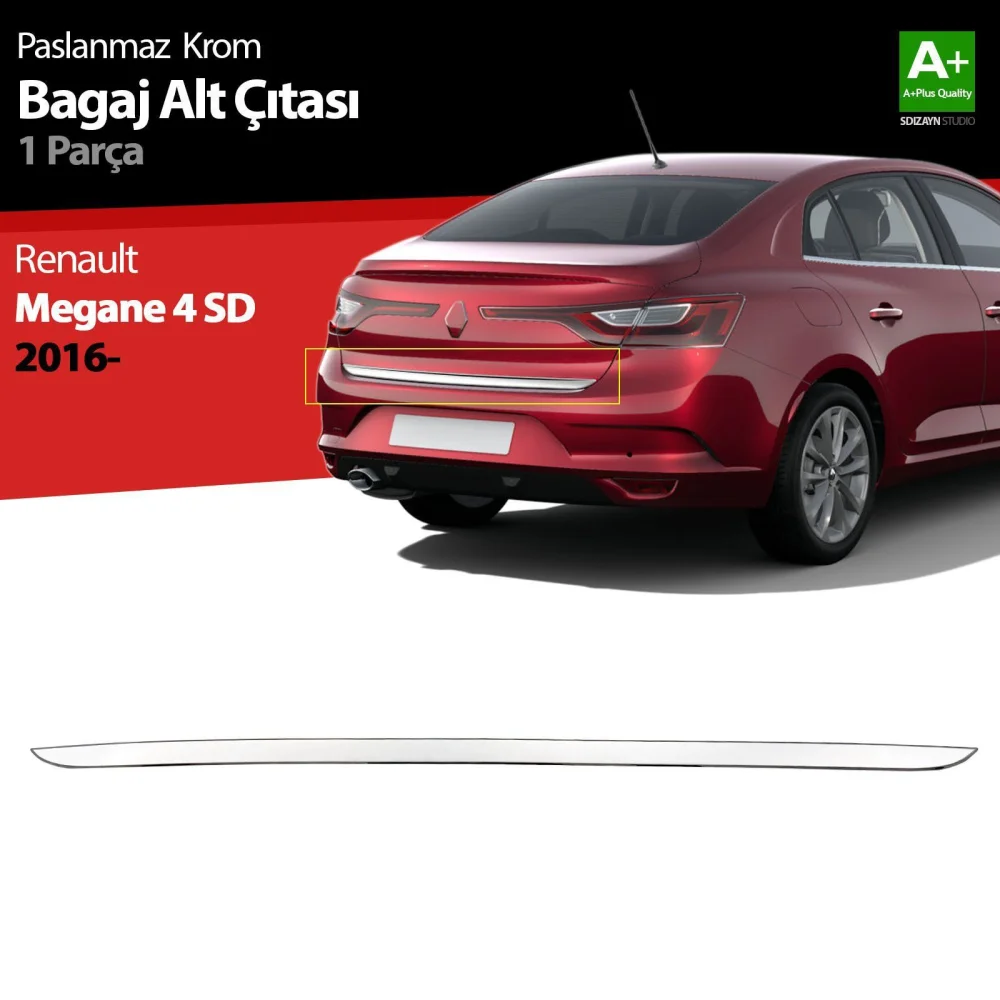 Drs Tuning Renault Megane 4 SD Krom Bagaj Alt Çıtası 2016 Üzeri A+ Kalite