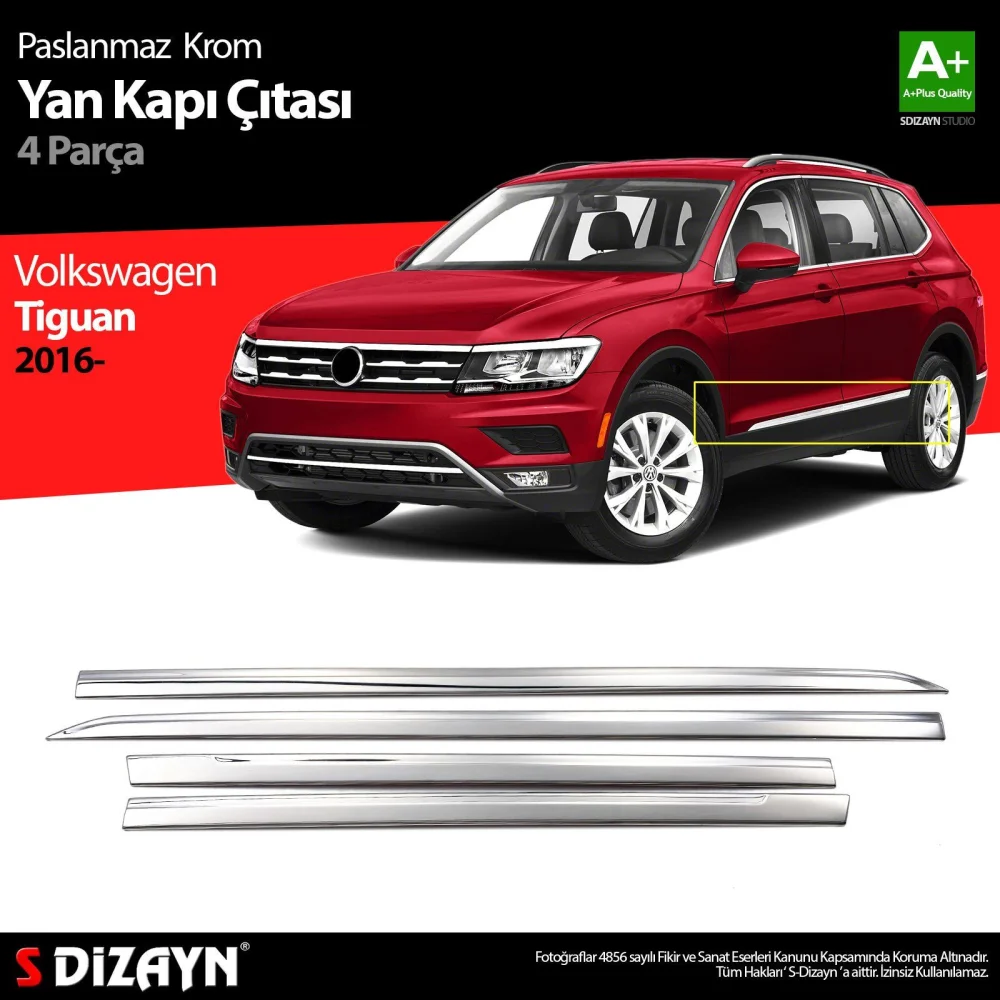 Drs Tuning VW Tiguan Krom Yan Kapı Çıtası 4 Prç. 2016-2020