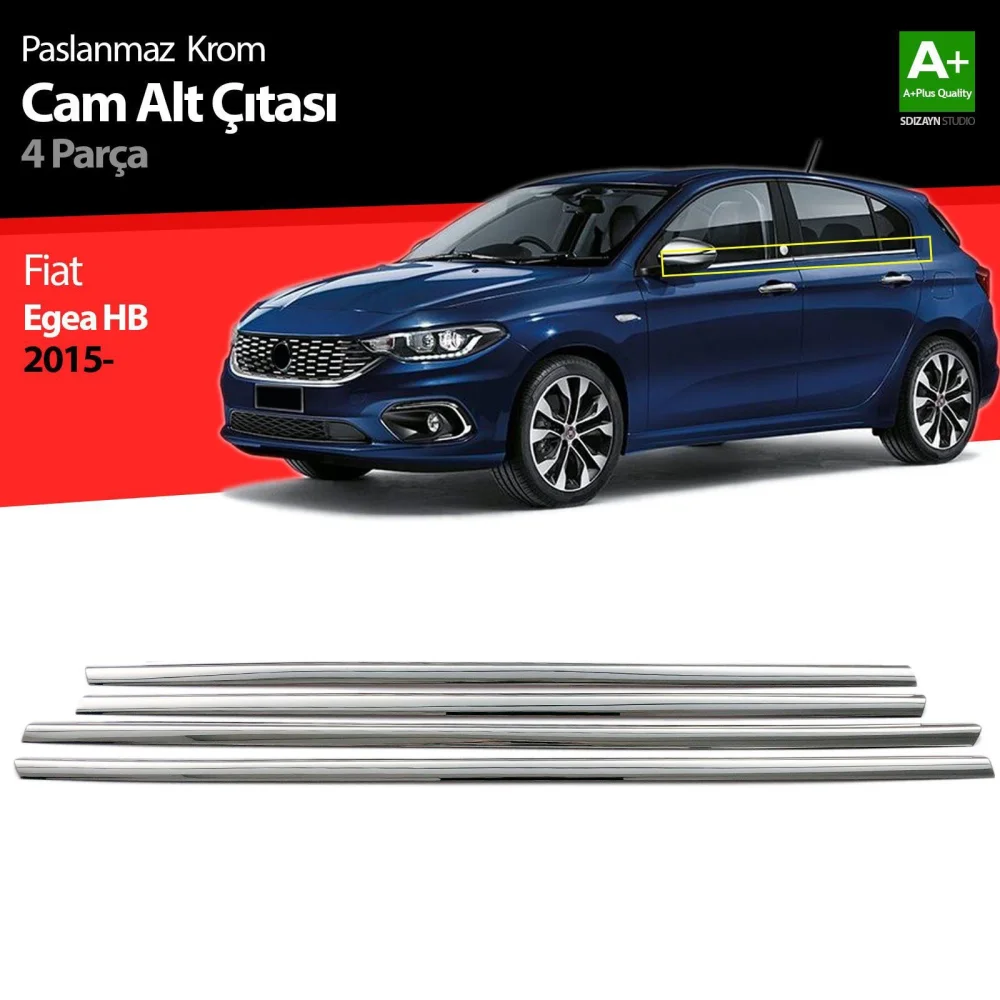 Drs Tuning Fiat Egea HB Krom Cam Çıtası 4 Prç. 2015 Üzeri A+ Kalite