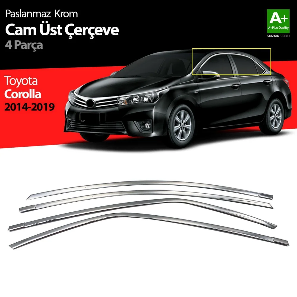 Drs Tuning Toyota Corolla Krom Cam Üst Çıtası 4 Prç. 2013-2018