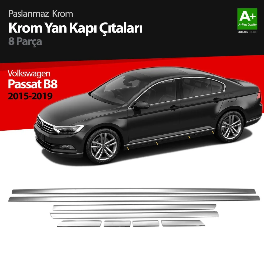 Drs Tuning VW Passat B8 Krom Yan Kapı Çıtası 8 Parça 2015-2019