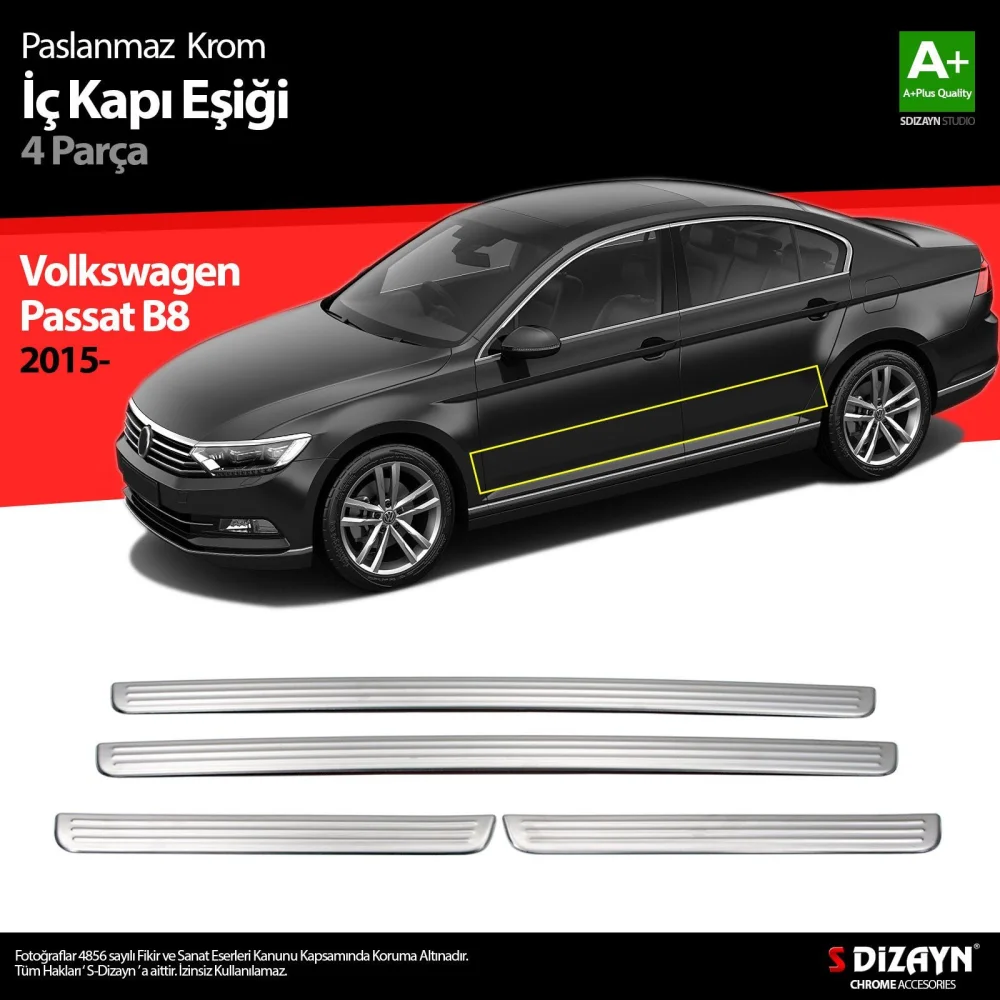 Drs Tuning VW Passat B8 Krom İç Kapı Eşiği 4 Parça 2015-2019