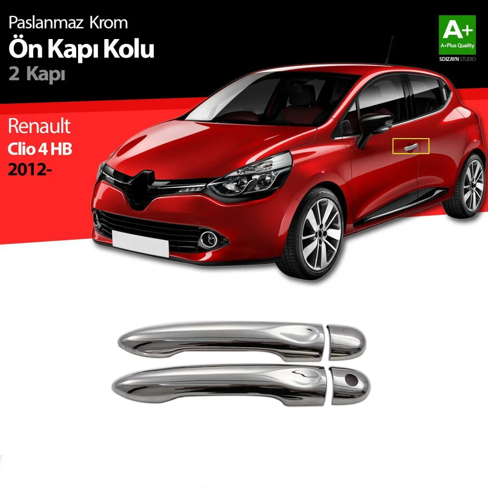 Renault Clio Uyumlu 4 Hatchback Krom Ön Kapı Kolu 2 Kapı 2012 Üzeri