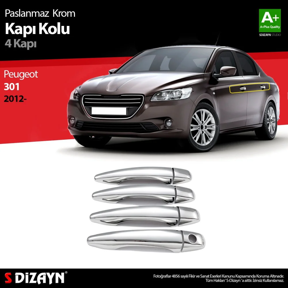 Drs Tuning Peugeot 301 Krom Kapı Kolu 4 Kapı 2012-2017