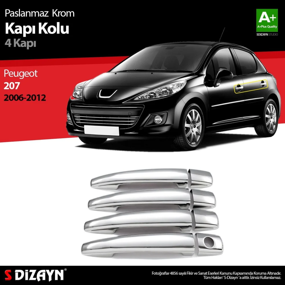 Drs Tuning Peugeot 207 Krom Kapı Kolu 4 Kapı 2006-2012