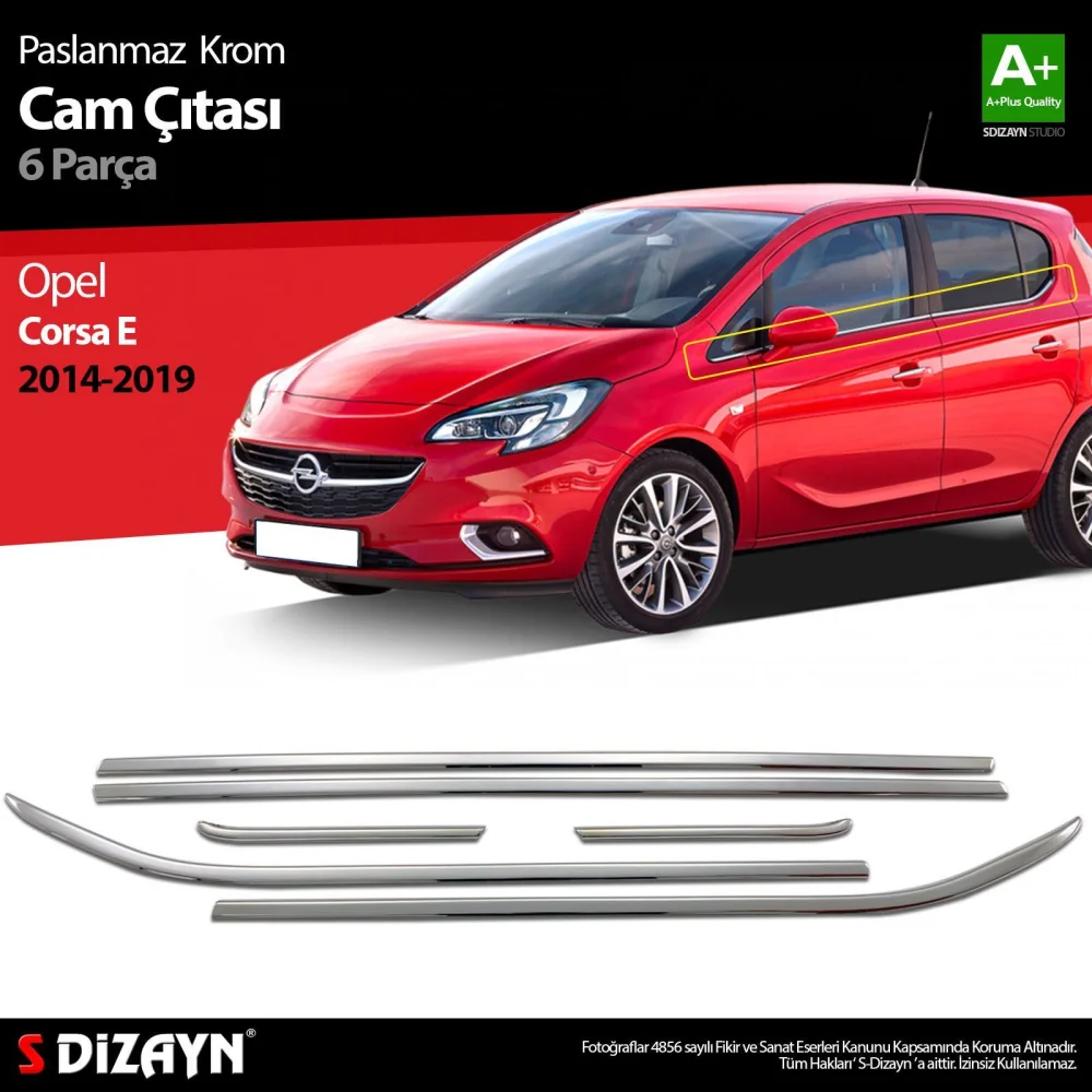 Drs Tuning Opel Corsa E Krom Cam Çıtası 6 Prç. 2015-2019